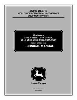 John Deere CS36, CS36LE, CS40, CS40LE, CS46, CS52, CS56, CS62, CS71, CS81 Chainsaw Technical manual TM1917 — actual manual cover