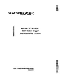 John Deere CS690 Cotton stripper Operator manual OMKK33839 — actual manual cover