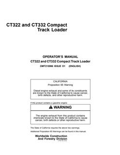 John Deere CT322, CT332 Compact track loader Operator manual OMT215996 — actual manual cover