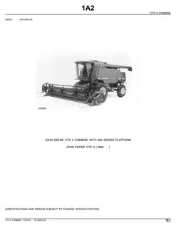 John Deere CTS II with 900 Series platform Combine Parts catalog PC2752 — actual manual cover