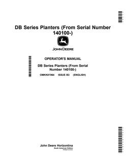 John Deere DB Series Planters Planter Operator manual OMKK81964 — actual manual cover