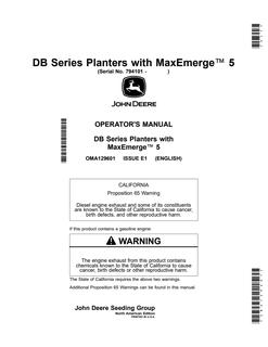 John Deere DB Series with MaxEmerge 5 Planter Operator's manual OMA129601 — actual manual cover