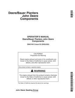 John Deere Deere/Bauer planters Planter components Operator manual OMA74012 — actual manual cover