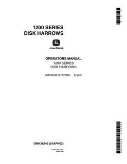 John Deere Disk Harrow Operator Manual OMK36246 — actual manual cover