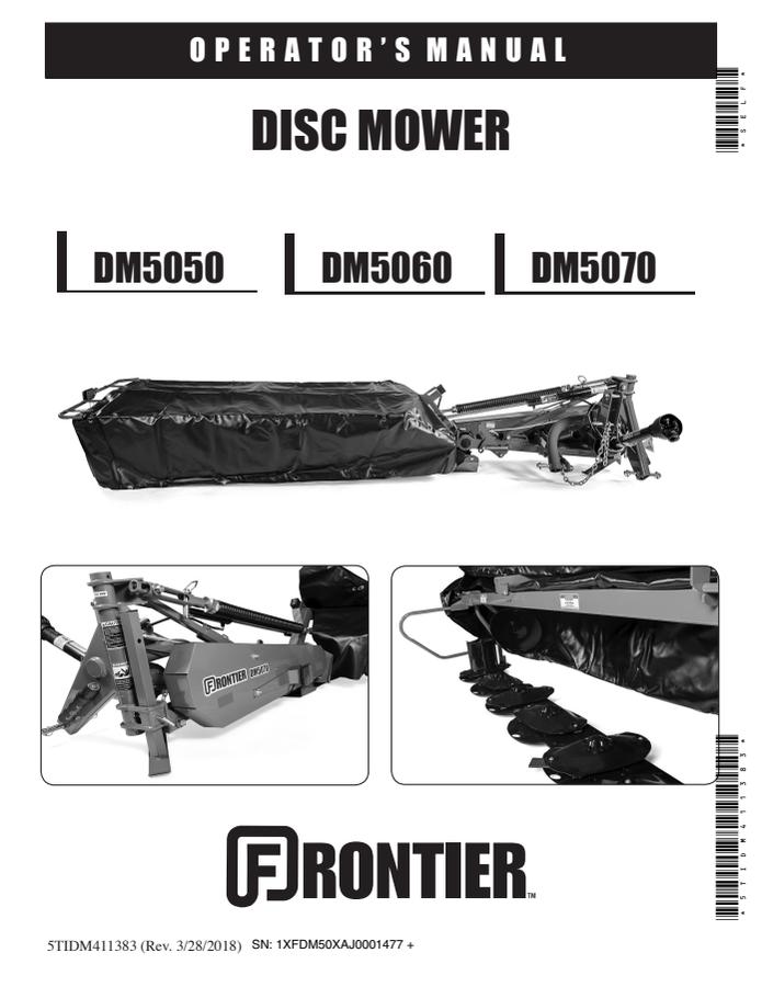 John Deere DM5050; DM5060; DM5070 Disc mower Operator manual 5TIDM411383 — actual manual cover