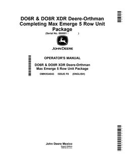John Deere DO6R; DO8R XDR Planter row-unit package Operator manual OMKK54043 — actual manual cover