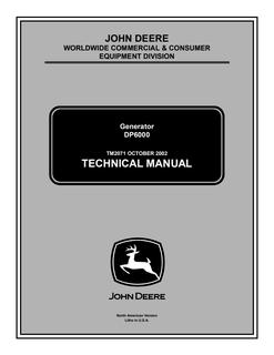 John Deere DP6000 Generator Technical manual TM2071 — actual manual cover
