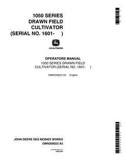 John Deere Drawn Field Cultivator Operator Manual OMN200023 — actual manual cover