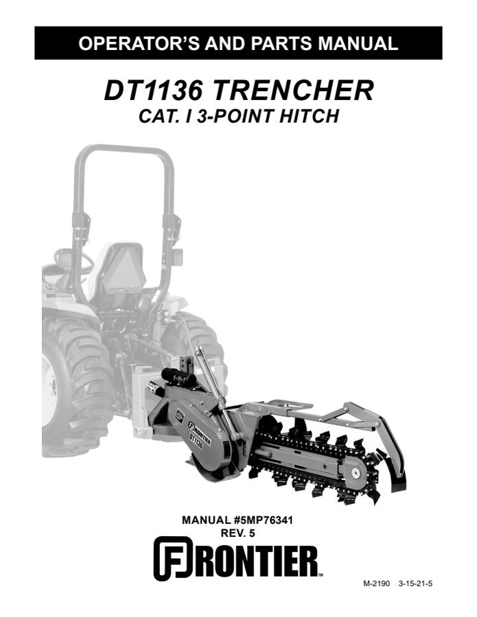 John Deere DT1136 Trencher Operator and parts manual 5MP76341 — actual manual cover