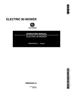 John Deere Electric 90 Mower Operator manual OMM48498 — actual manual cover