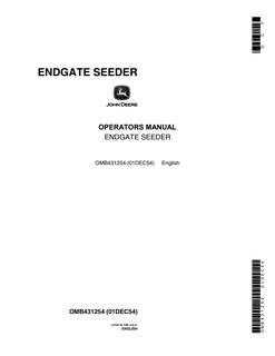 John Deere Endgate Seeder Seeder Operator manual OMB431254 — actual manual cover