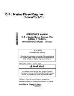John Deere Engine Operator Manual OMRG37507 — actual manual cover