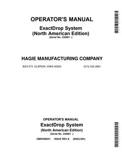 John Deere ExactDrop System Fertilizer application system Operator manual OMKK99221 — actual manual cover