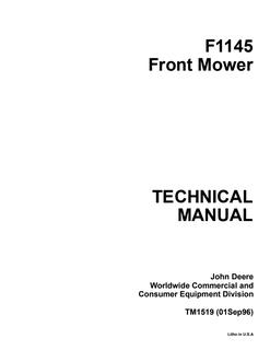 John Deere F1145 Front mower Technical manual — actual manual cover