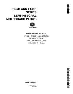 John Deere F135H; F145H Moldboard plow Operator manual OMA15895 — actual manual cover