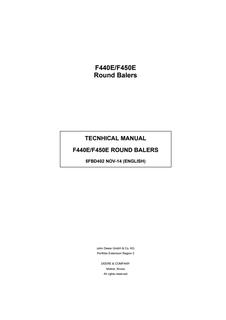 John Deere F440E, F450E Round Baler Technical Manual 5FBD402 — actual manual cover