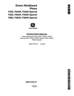 John Deere F640; F640H; F650; F650H; F660; F660H Special Moldboard plow Operator manual OMA12323 — actual manual cover