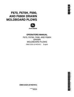 John Deere F670; F670H; F690; F690H Moldboard plow Operator manual OMA12324 — actual manual cover