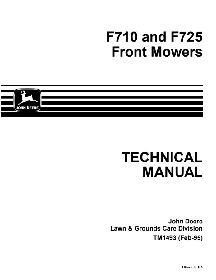 John Deere F710, F725 Front mower Technical manual TM1493 — actual manual cover