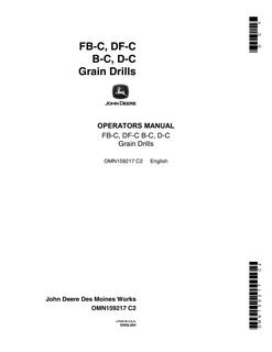 John Deere FB-C; DF-C; B-C; D-C Grain drill Operator manual OMN159217 — actual manual cover