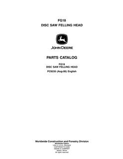 John Deere FG18 Disc Saw Felling head Parts catalog PC9235 — actual manual cover