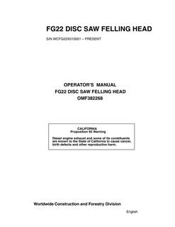 John Deere FG22 Felling head Operator manual OMF382268 — actual manual cover