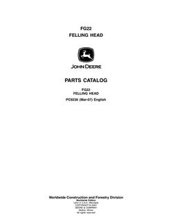 John Deere FG22 Felling head Parts catalog PC9236 — actual manual cover