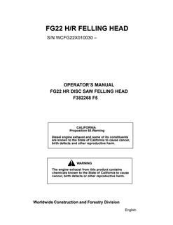 John Deere FG22 HR Felling head Operator manual F382268 — actual manual cover