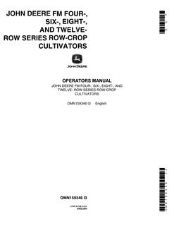 John Deere FM 4-row; 6-row; 8-row; 12-row Row-crop cultivator Operator manual OMN159346 — actual manual cover