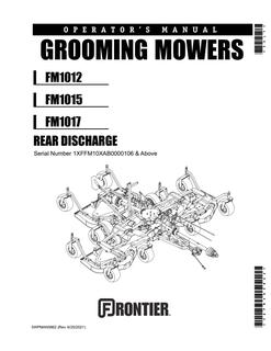 John Deere FM1012, FM1015, FM1017 Grooming mower Operator's manual 5WPMAN0862 — actual manual cover