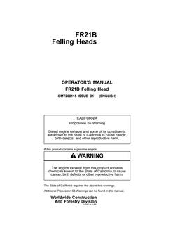 John Deere FR21B Felling head Operator manual OMT260115 — actual manual cover