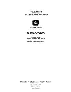 John Deere FR22B, FR24B Felling head Parts catalog PC9530 — actual manual cover