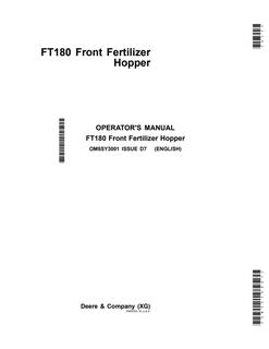 John Deere FT180 Fertilizer hopper Operator manual OM5SY3001 — actual manual cover