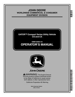 John Deere Gator Compact Series CS, CX Utility Vehicle Operator's Manual OMM150904 — actual manual cover
