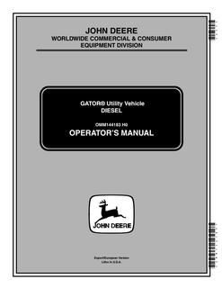 John Deere Gator Utility Vehicle Operator's Manual OMM144183 — actual manual cover