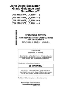 John Deere Grade Guidance; SmartGrade Excavator grade guidance system Operator manual OMT473969X019 — actual manual cover