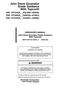 John Deere Grade Guidance with Topcon Excavator grade guidance system Operator manual OMT411561X19 — actual manual cover