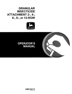 John Deere Granular Insecticide Attachment Operator's Manual OMN159172 — actual manual cover