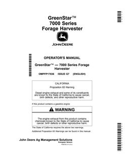 John Deere GreenStar 7000 Series Forage harvester display system Operator manual OMPFP17836 — actual manual cover