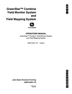 John Deere GreenStar Combine Yield monitor and mapping system Operator manual OMPC20021 — actual manual cover