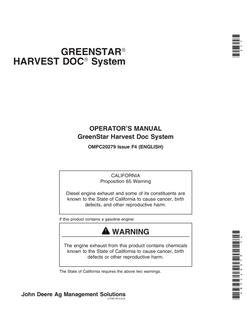 John Deere GreenStar Harvest Doc Operator's Manual OMPC20279 — actual manual cover