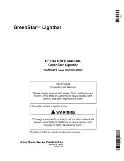 John Deere GreenStar Lightbar Guidance display Operator manual OMZ106029 — actual manual cover
