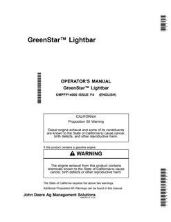 John Deere GreenStar Lightbar Lightbar Operator's manual OMPFP14000 — actual manual cover