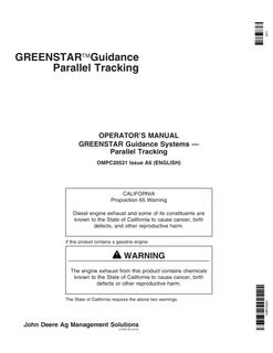 John Deere GreenStar Parallel Tracking Guidance System Operator's Manual OMPC20521 — actual manual cover