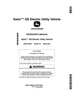 John Deere GS Electric Electric utility vehicle Operator manual OMUC35491 — actual manual cover