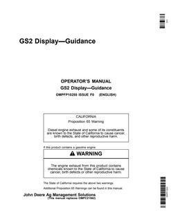 John Deere GS2 Display Guidance Display system Operator manual OMPFP10255 — actual manual cover