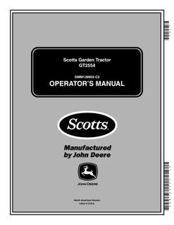 John Deere GT2554 Garden tractor Operator manual OMM139955 — actual manual cover