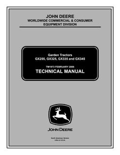 John Deere GX255, GX325, GX335, GX345 Garden Tractor Technical Manual TM1973 — actual manual cover