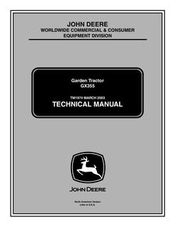 John Deere GX355 Garden tractor Technical manual — actual manual cover