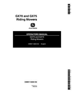 John Deere GX70; GX75 Riding mower Operator manual OMM113859 — actual manual cover